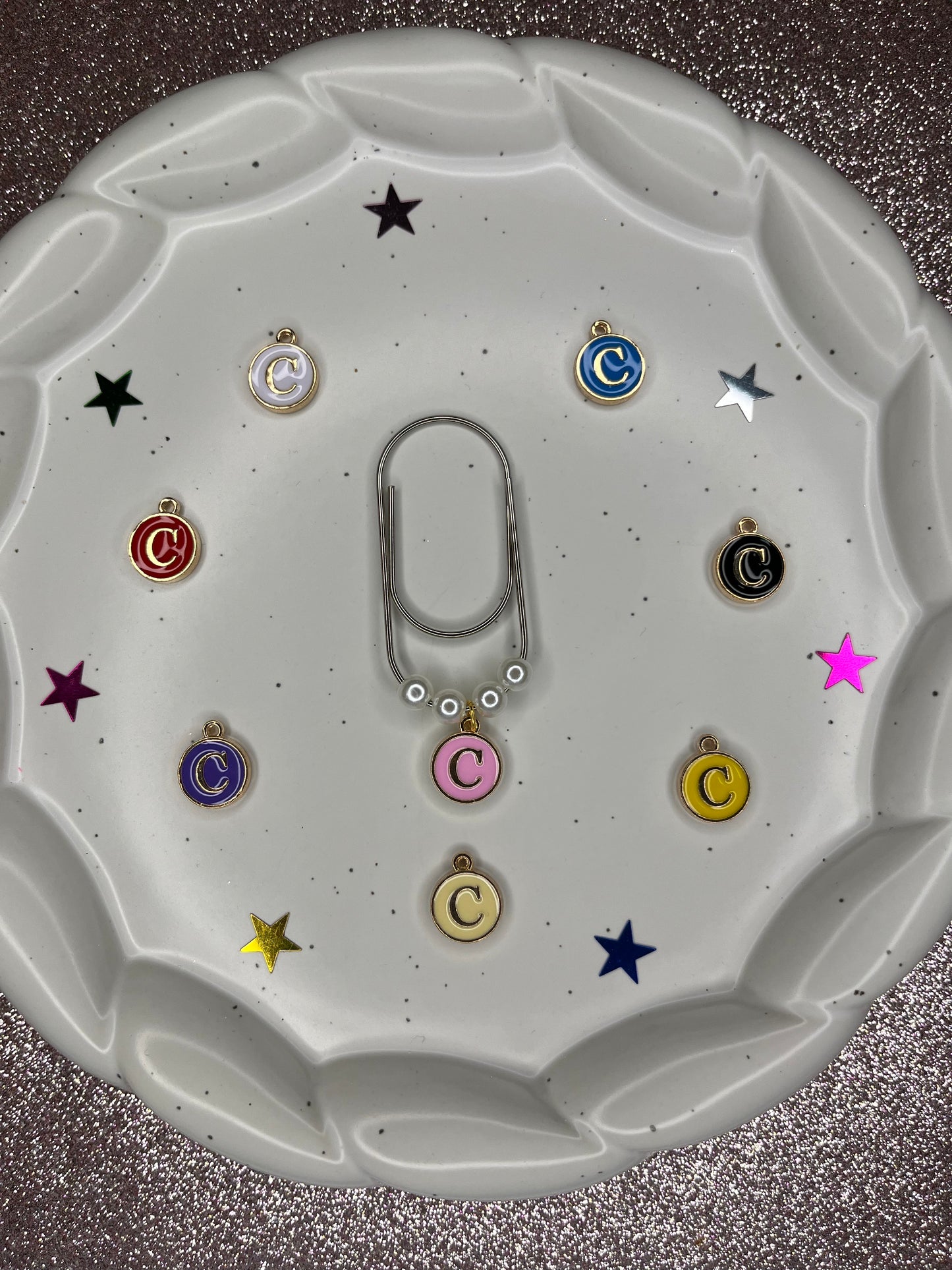 Large Silver Paperclip with Personalized Letter Charm