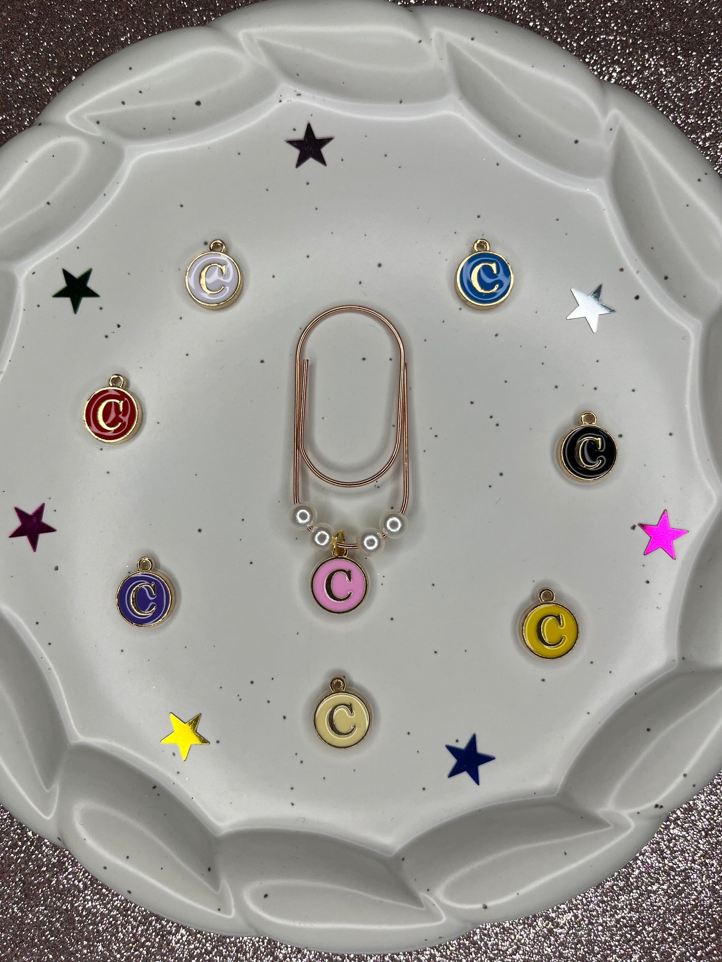 Large Rose Gold Paperclip with Personalized Letter Charm