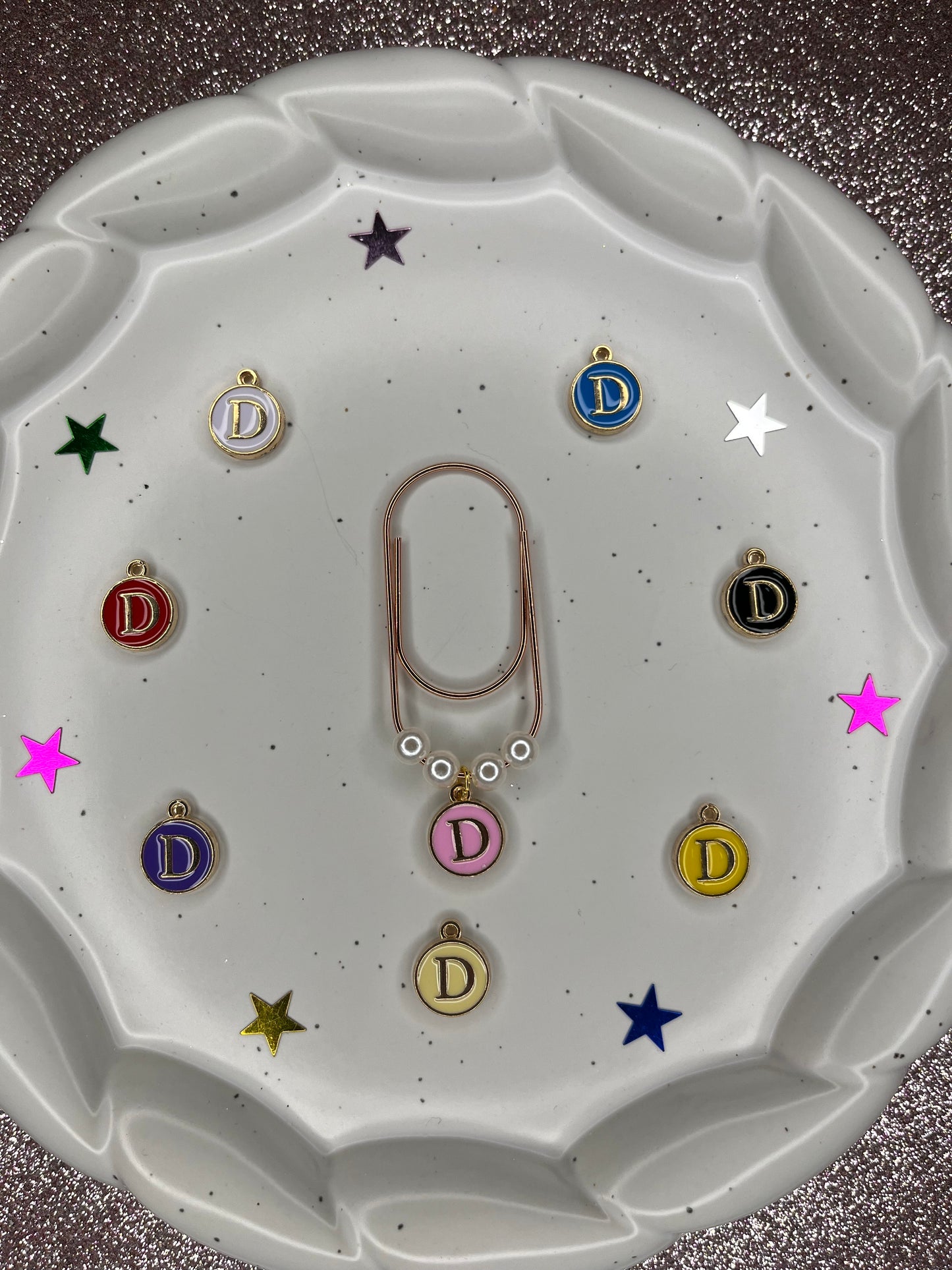 Large Rose Gold Paperclip with Personalized Letter Charm