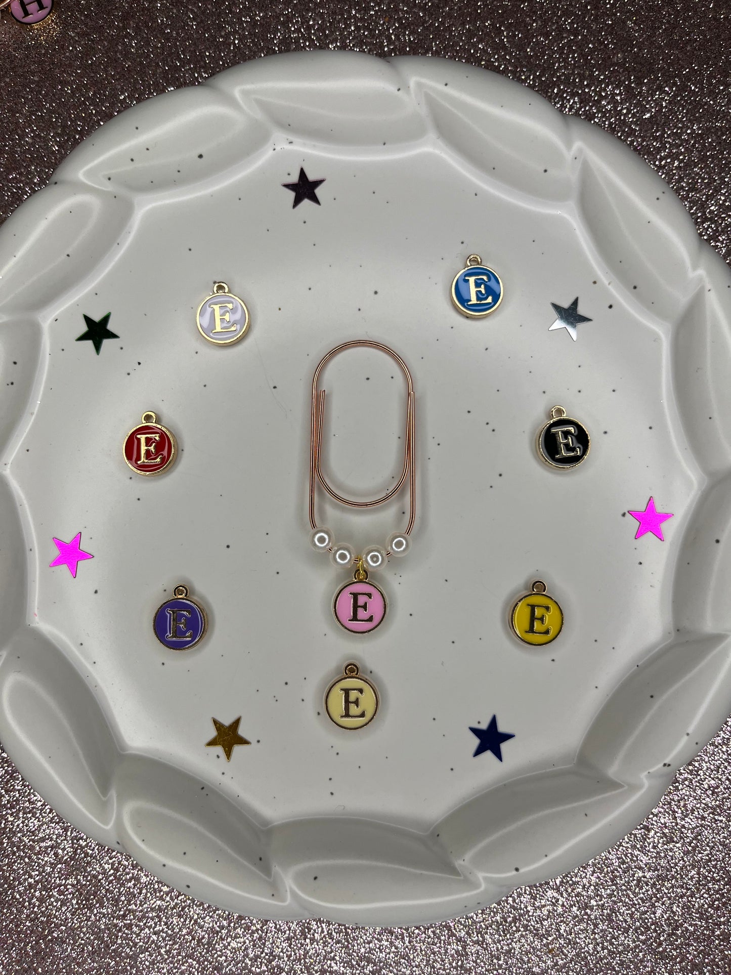 Large Rose Gold Paperclip with Personalized Letter Charm