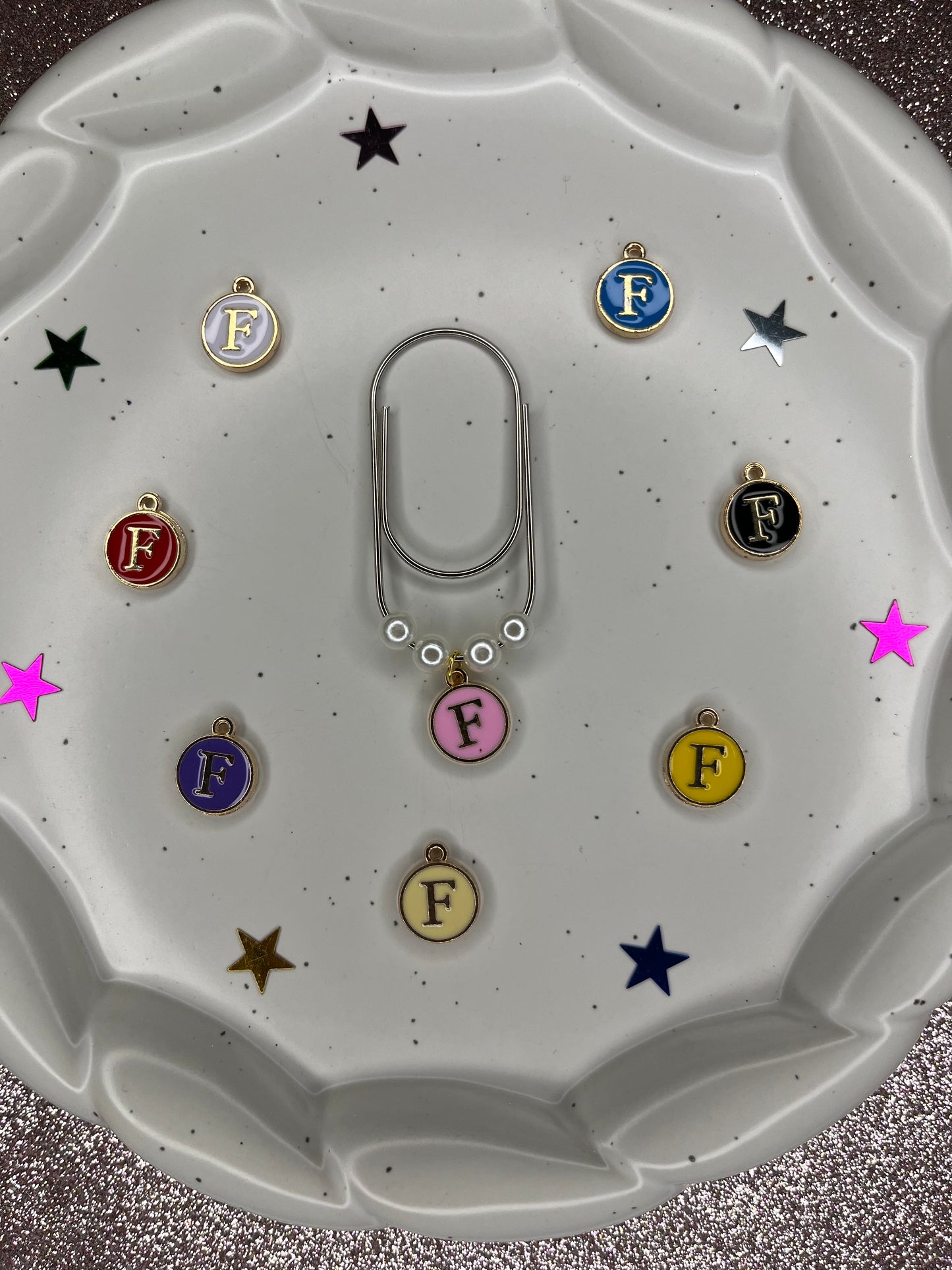 Large Silver Paperclip with Personalized Letter Charm