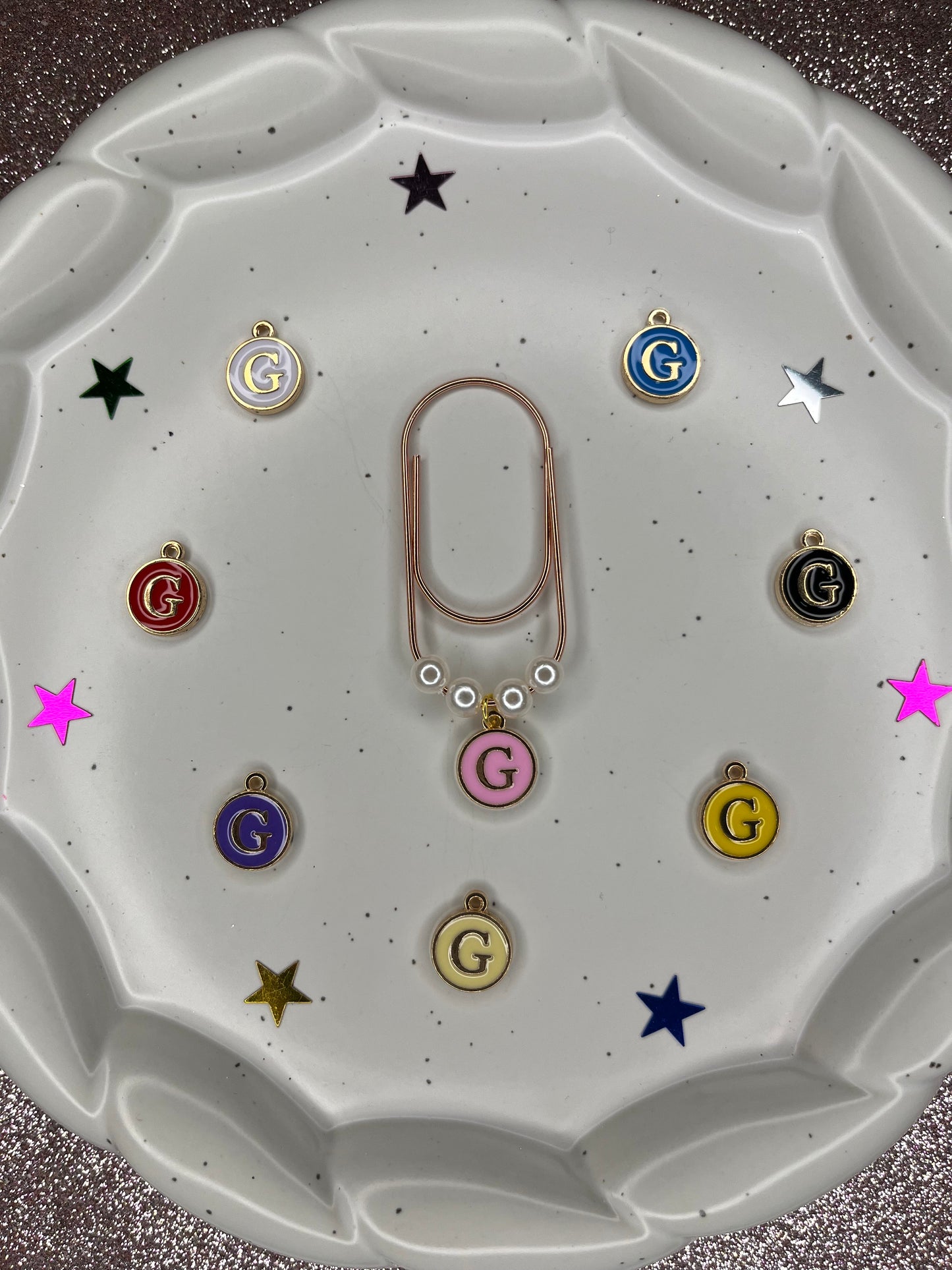 Large Rose Gold Paperclip with Personalized Letter Charm