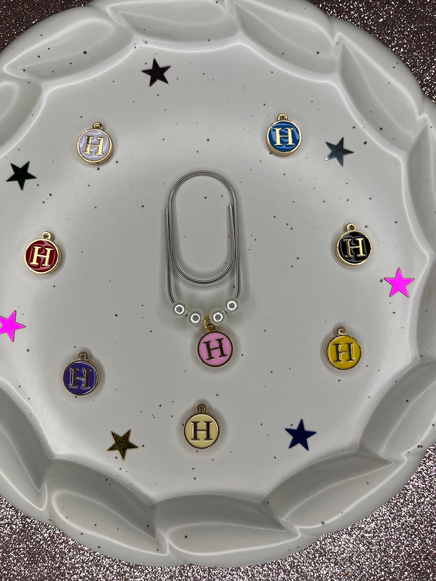 Large Silver Paperclip with Personalized Letter Charm