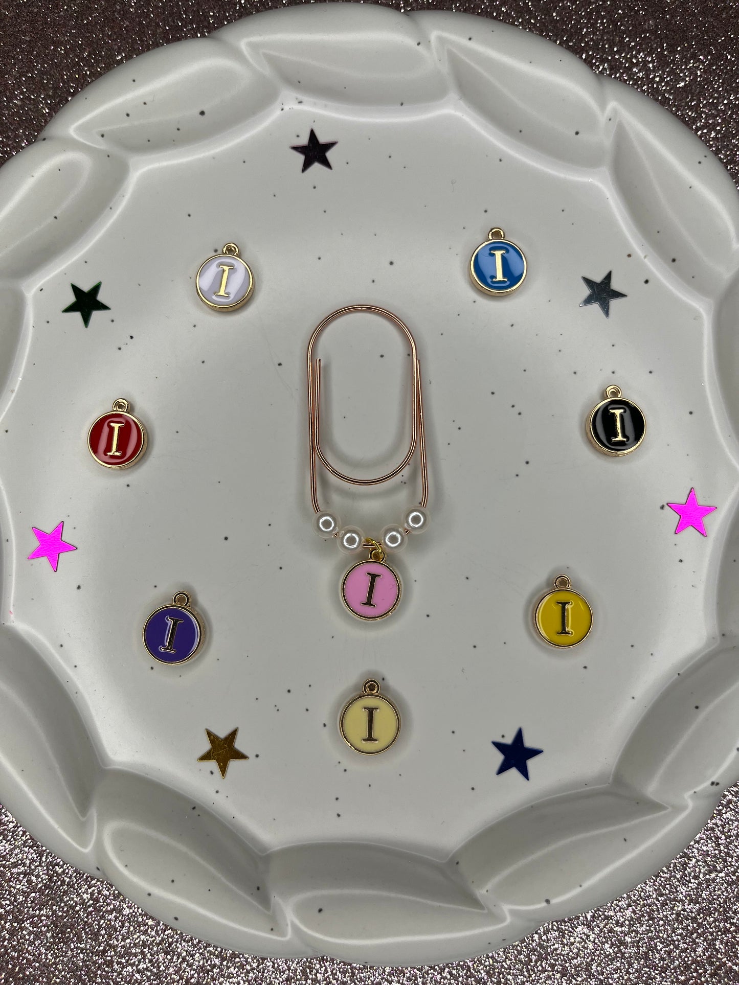 Large Rose Gold Paperclip with Personalized Letter Charm