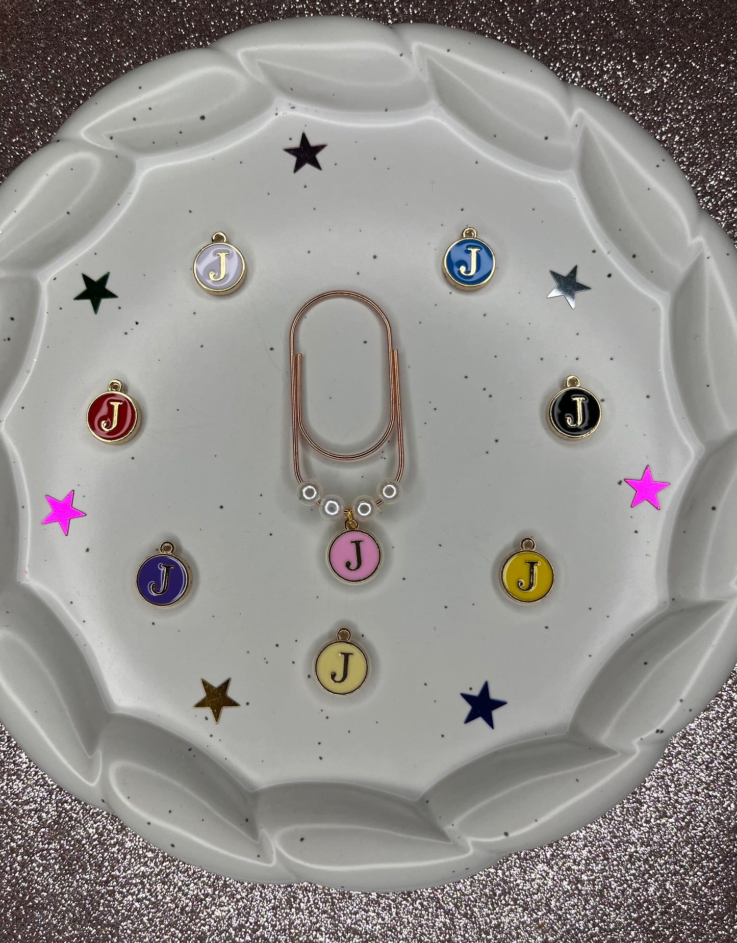 Large Rose Gold Paperclip with Personalized Letter Charm