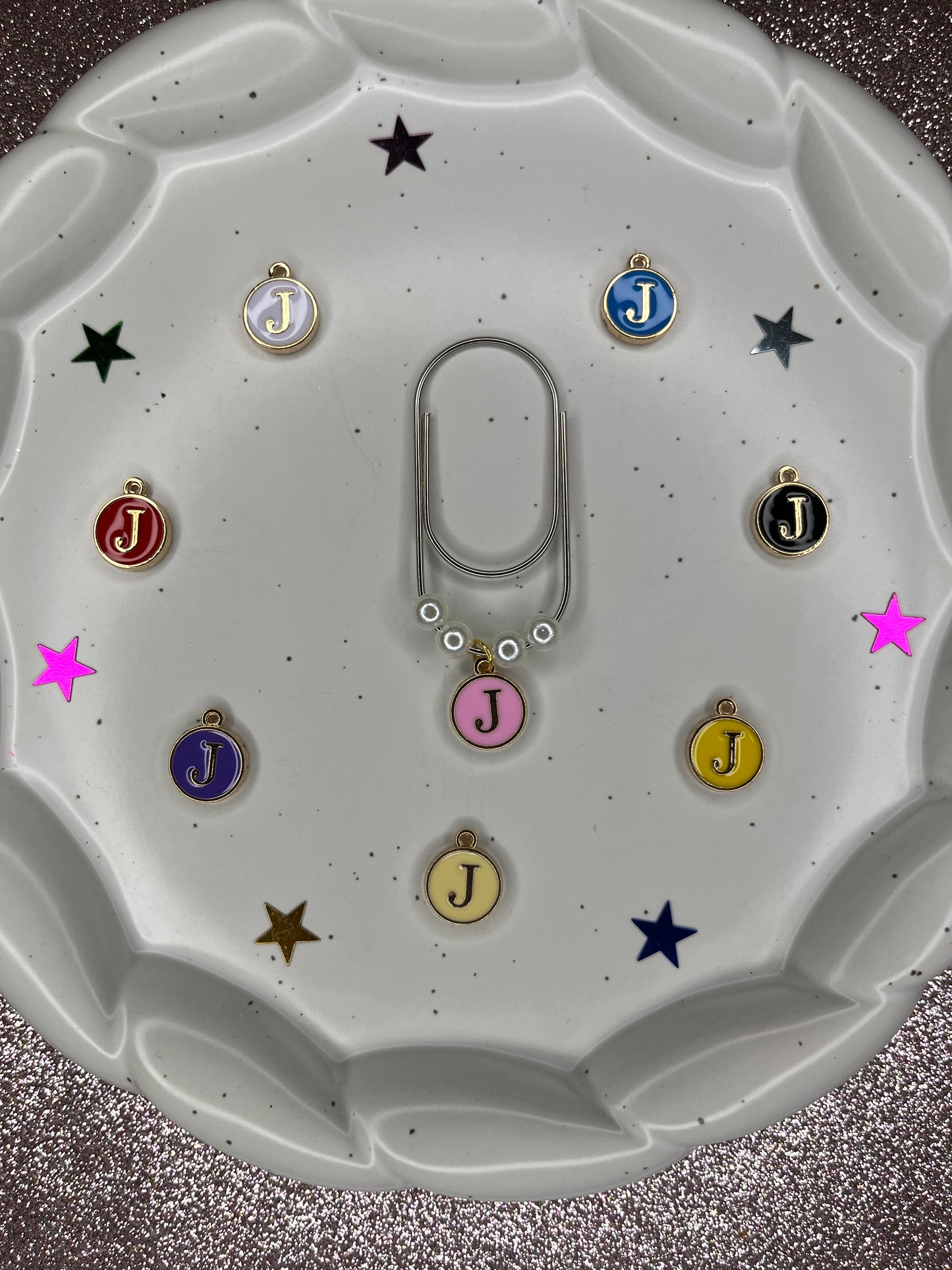 Large Silver Paperclip with Personalized Letter Charm