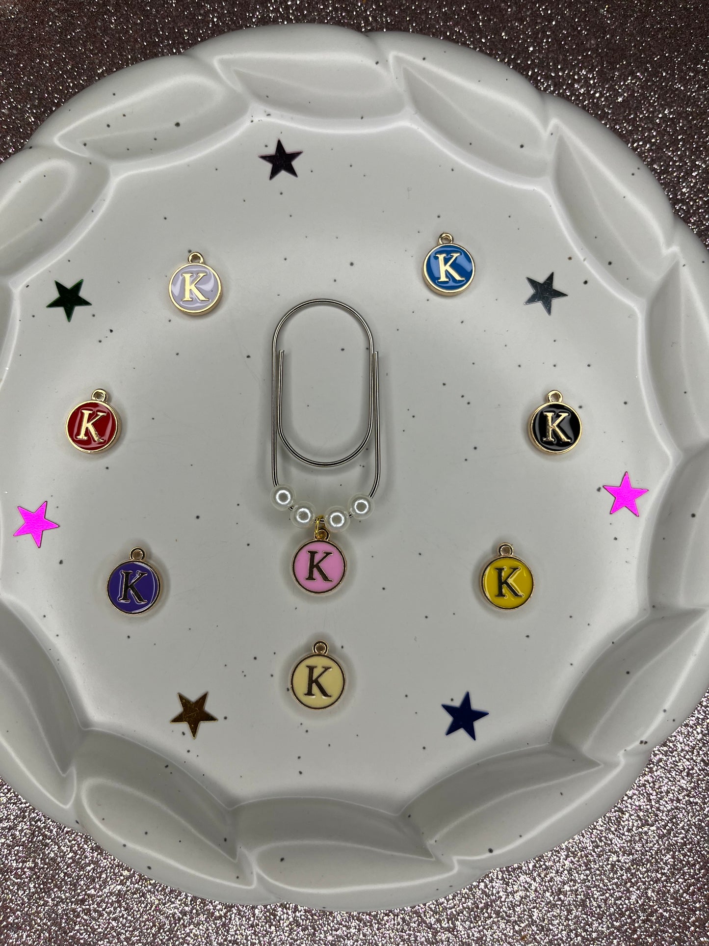 Large Silver Paperclip with Personalized Letter Charm