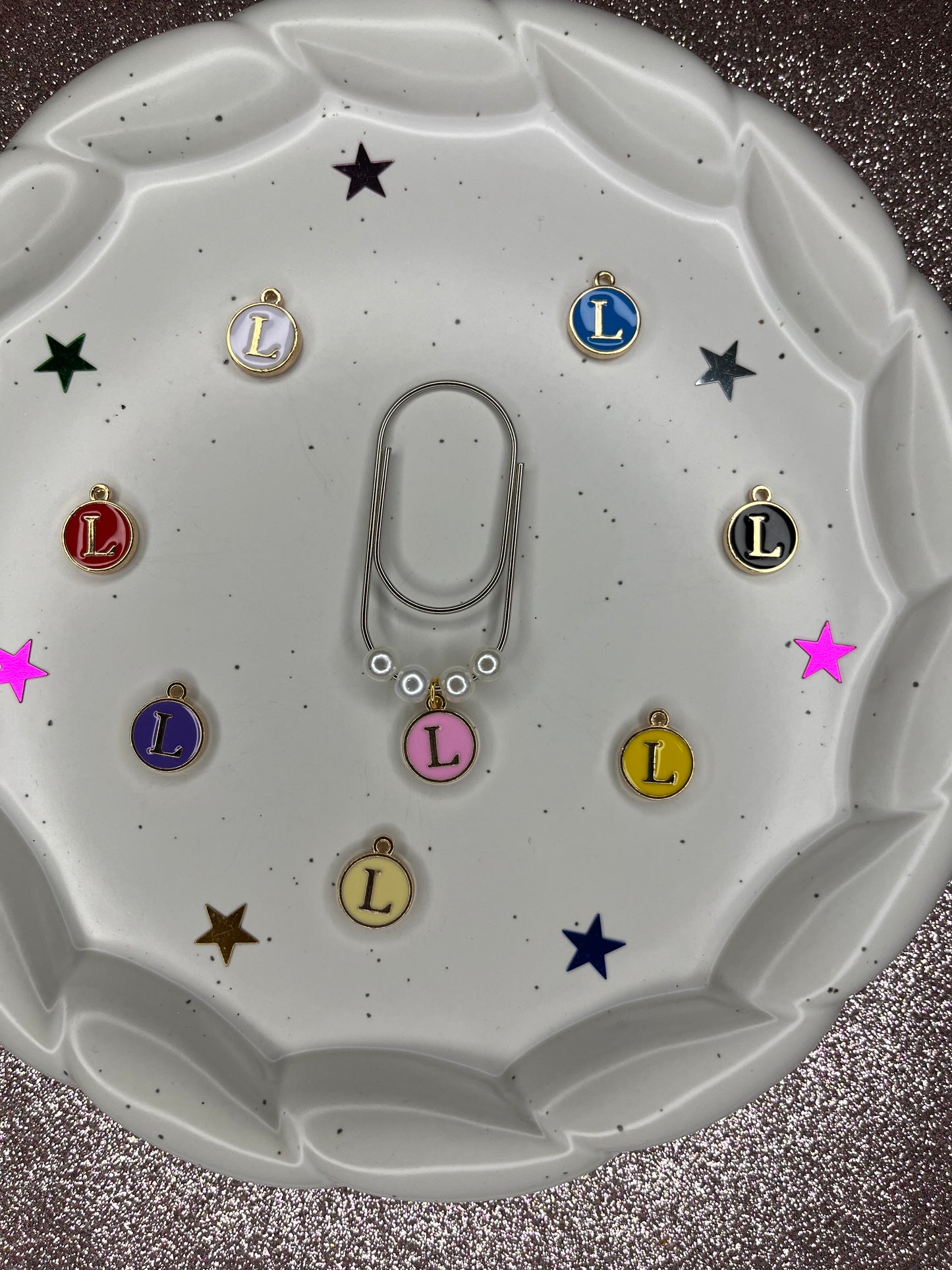 Large Silver Paperclip with Personalized Letter Charm