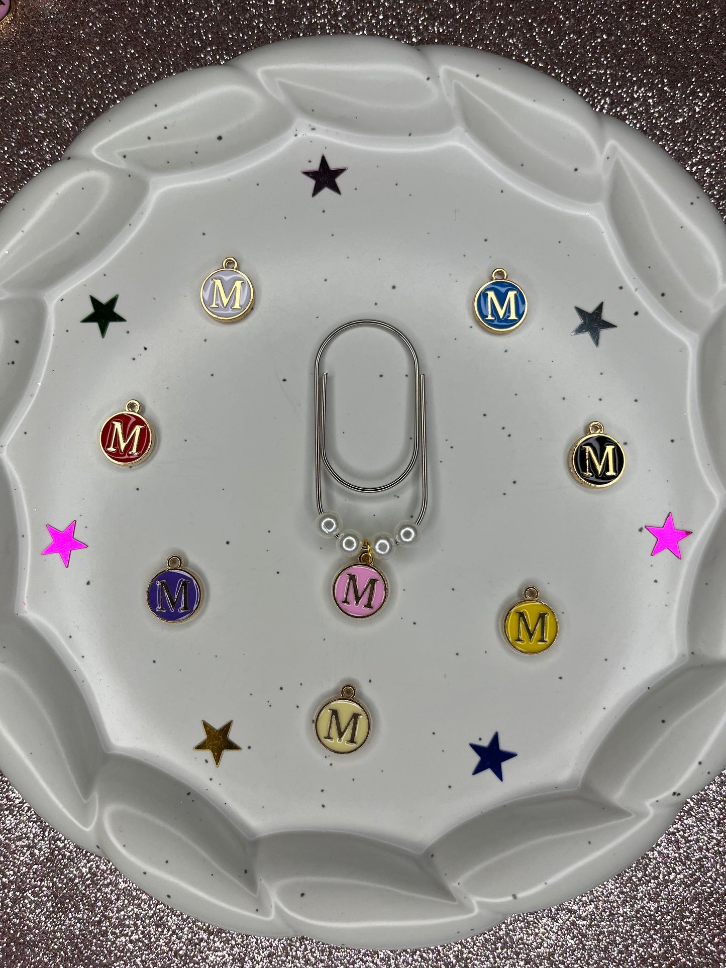 Large Silver Paperclip with Personalized Letter Charm