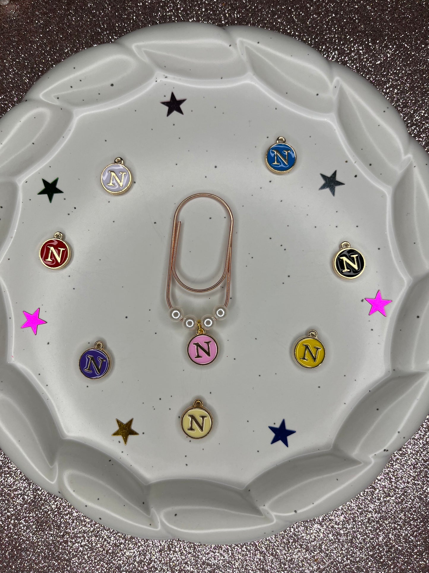 Large Rose Gold Paperclip with Personalized Letter Charm