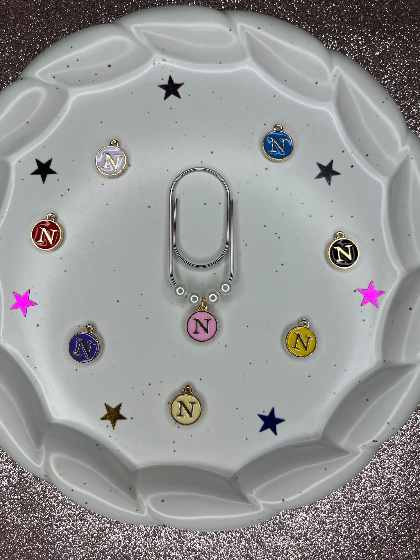 Large Silver Paperclip with Personalized Letter Charm