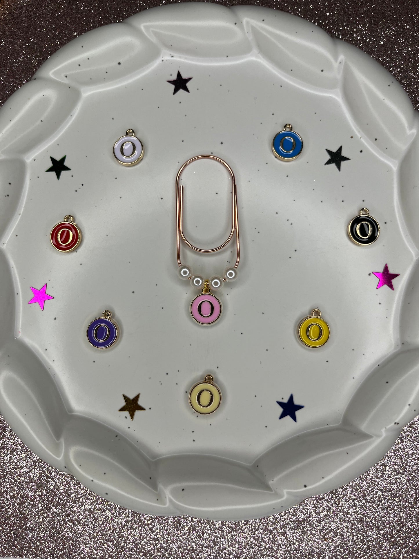 Large Rose Gold Paperclip with Personalized Letter Charm