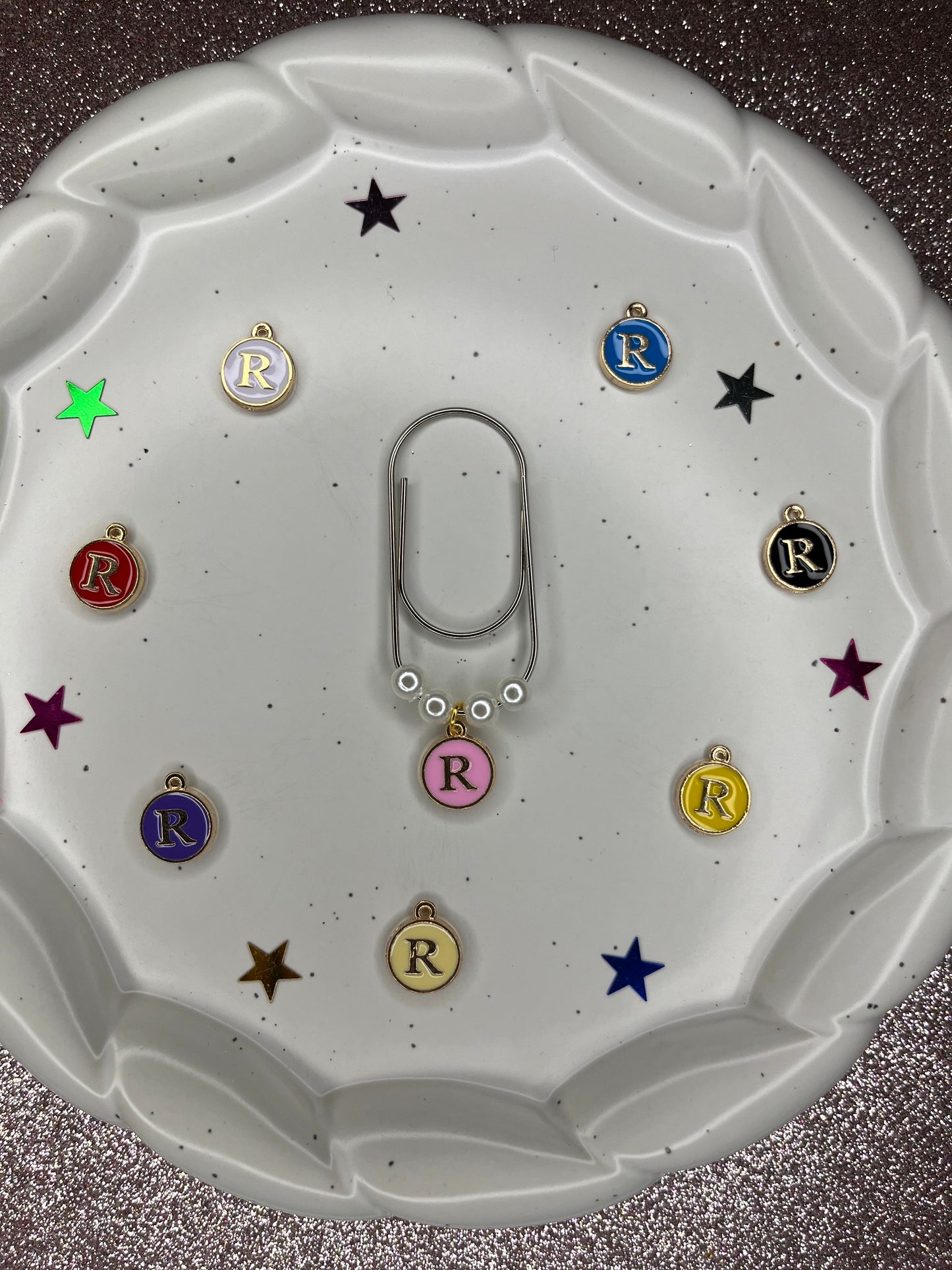 Large Silver Paperclip with Personalized Letter Charm