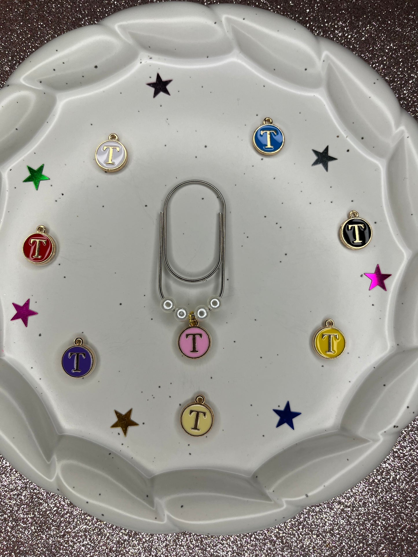 Large Silver Paperclip with Personalized Letter Charm