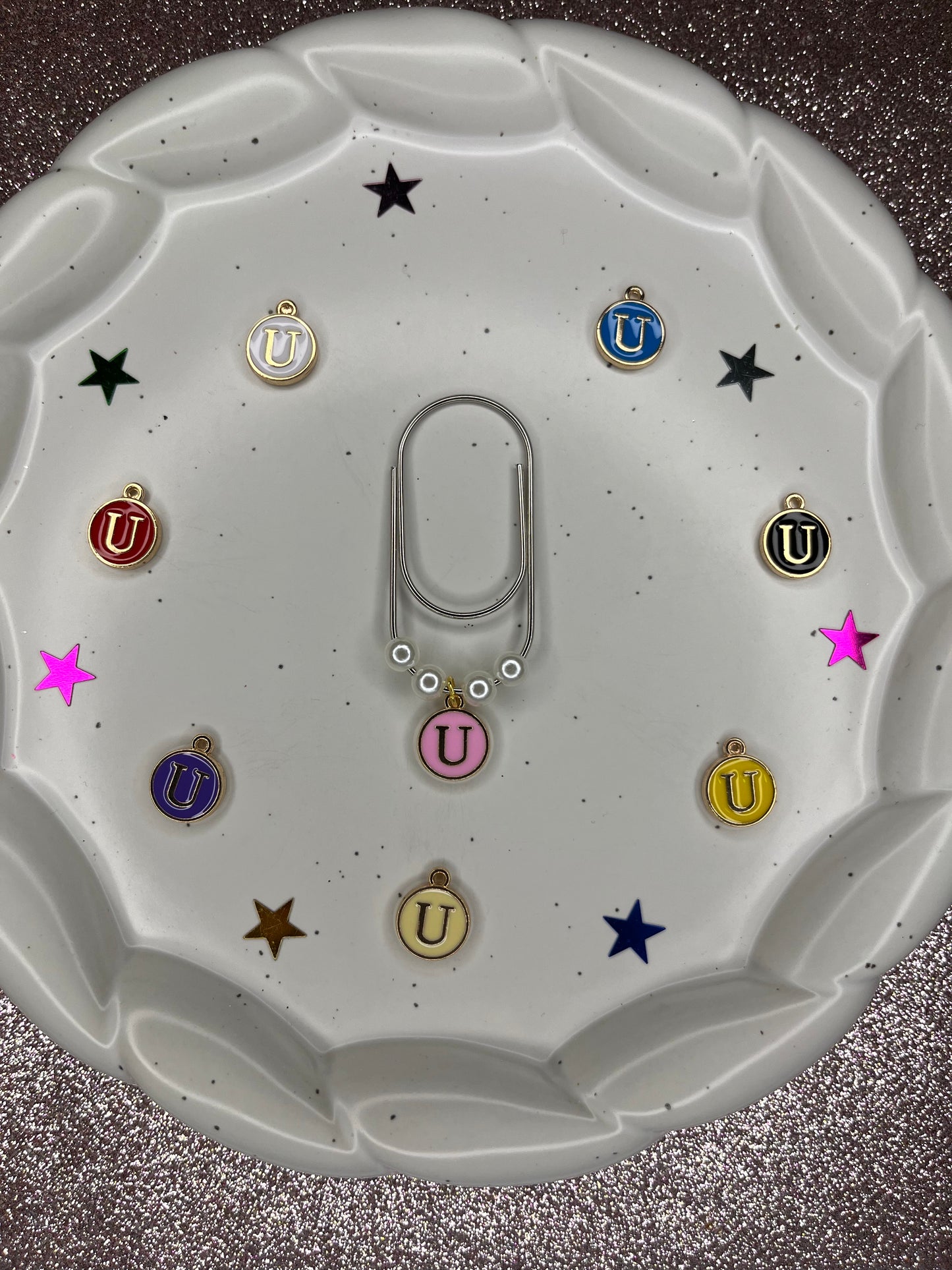 Large Silver Paperclip with Personalized Letter Charm