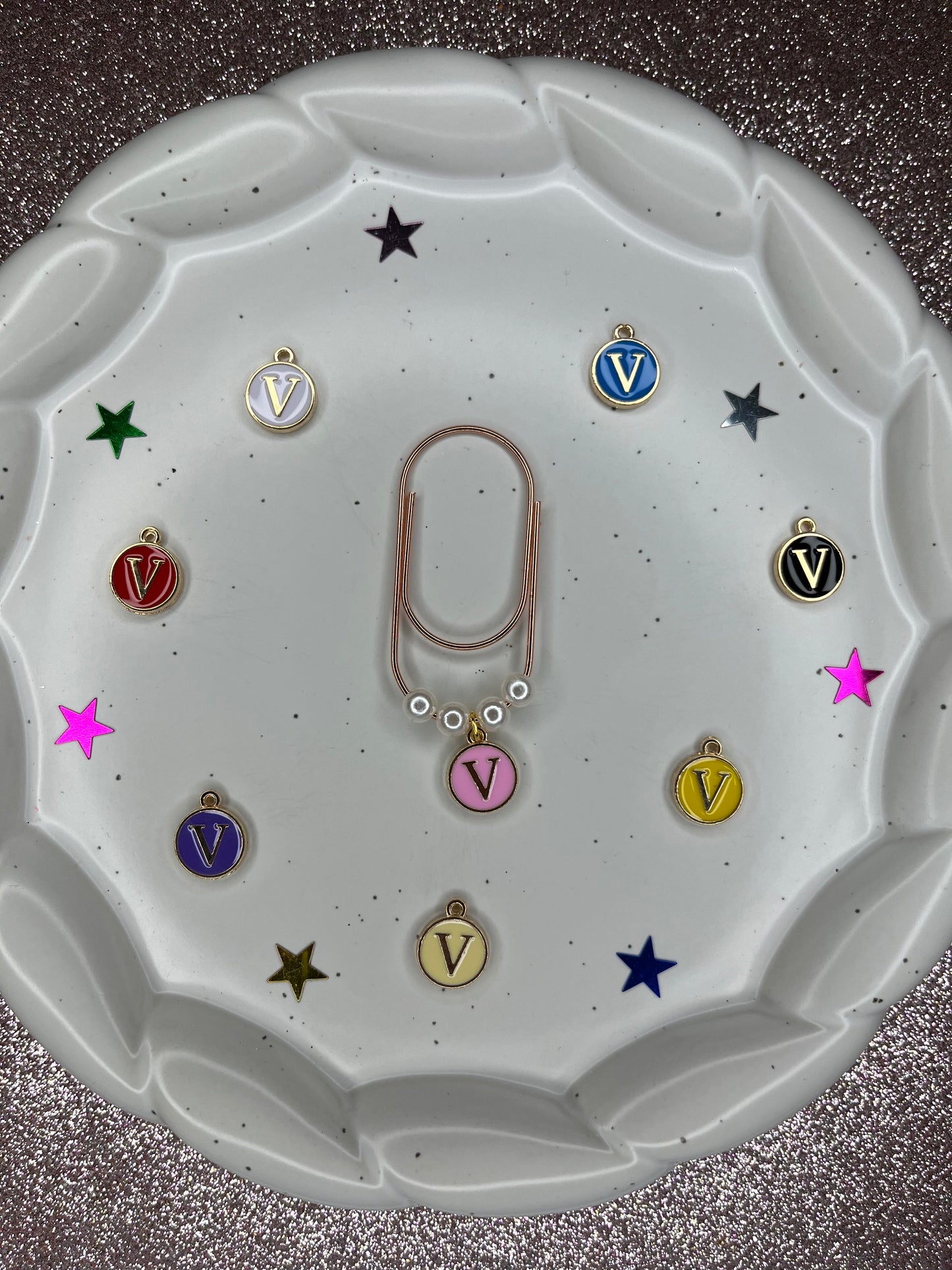 Large Rose Gold Paperclip with Personalized Letter Charm