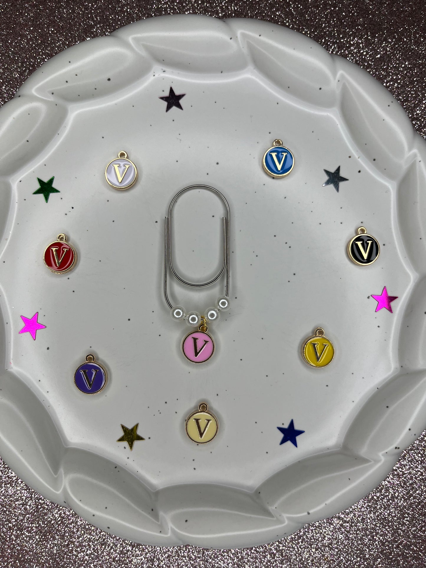 Large Silver Paperclip with Personalized Letter Charm