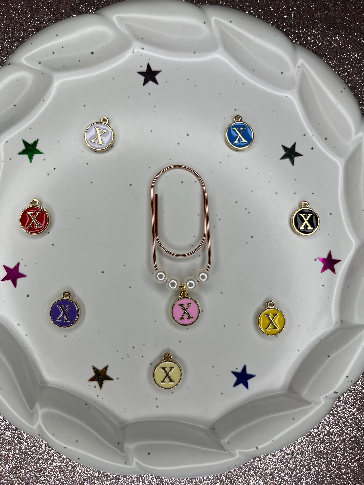 Large Rose Gold Paperclip with Personalized Letter Charm