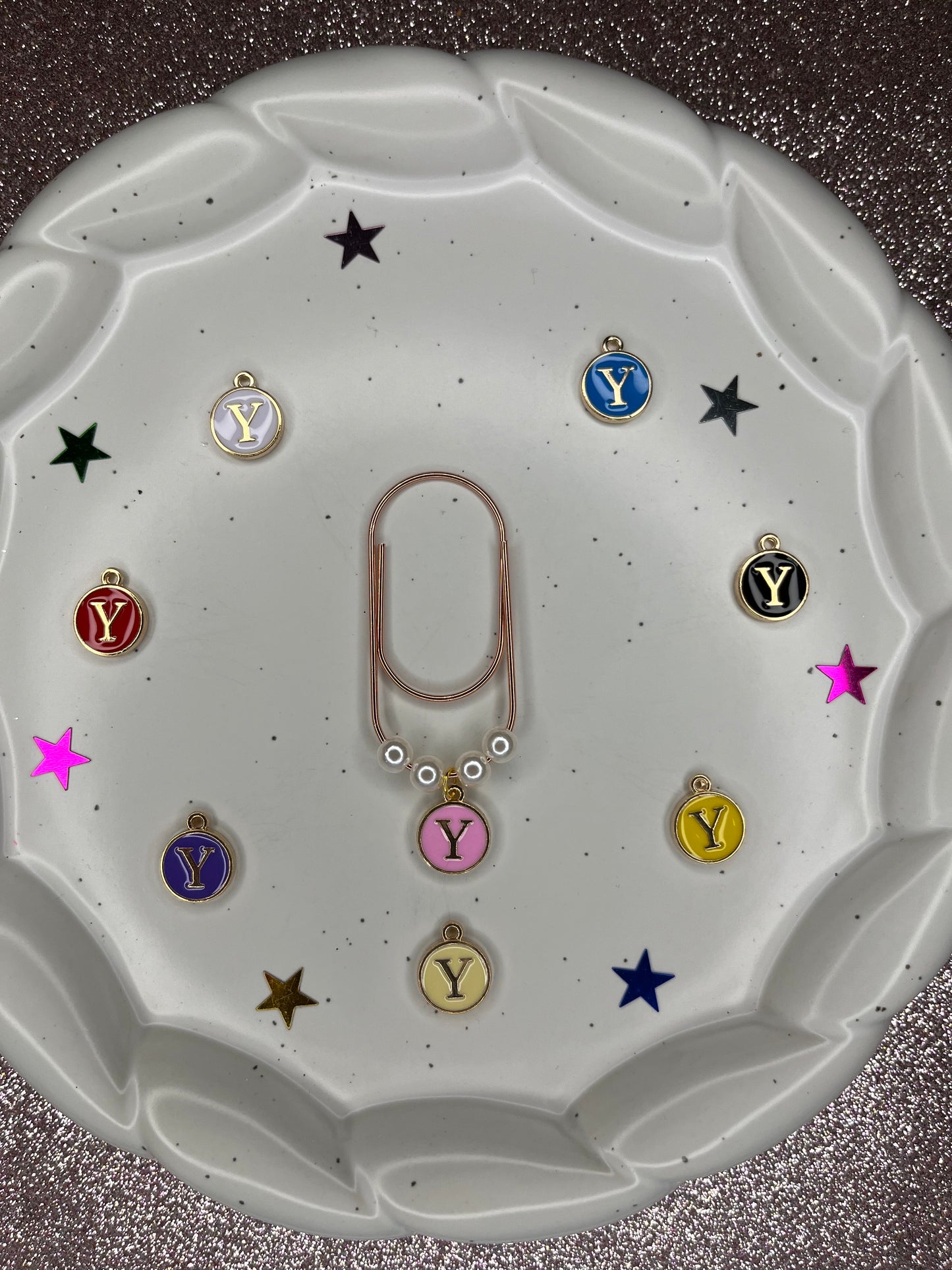 Large Rose Gold Paperclip with Personalized Letter Charm