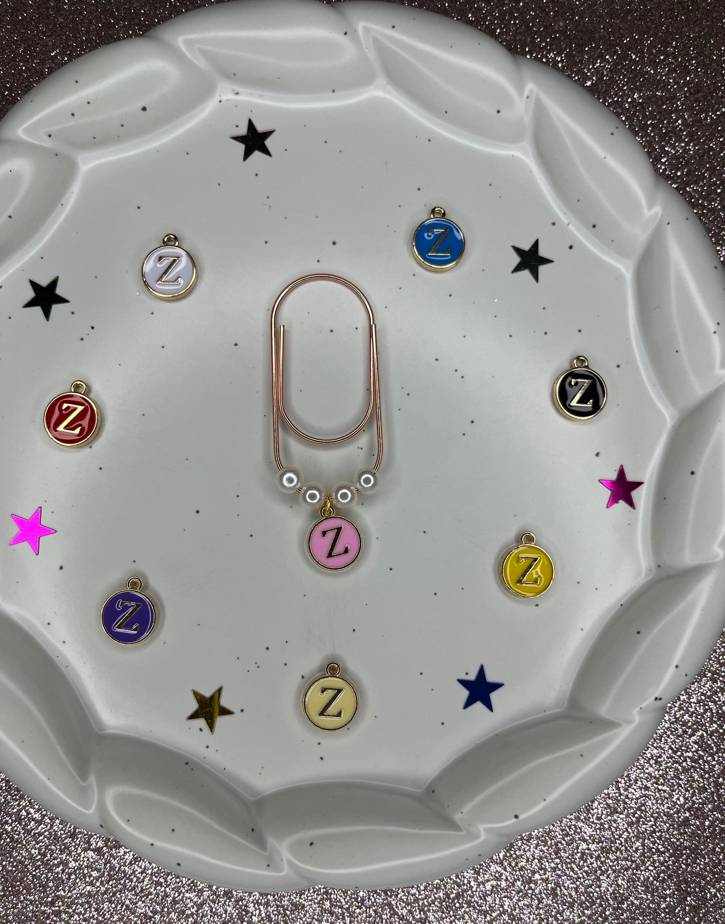 Large Rose Gold Paperclip with Personalized Letter Charm