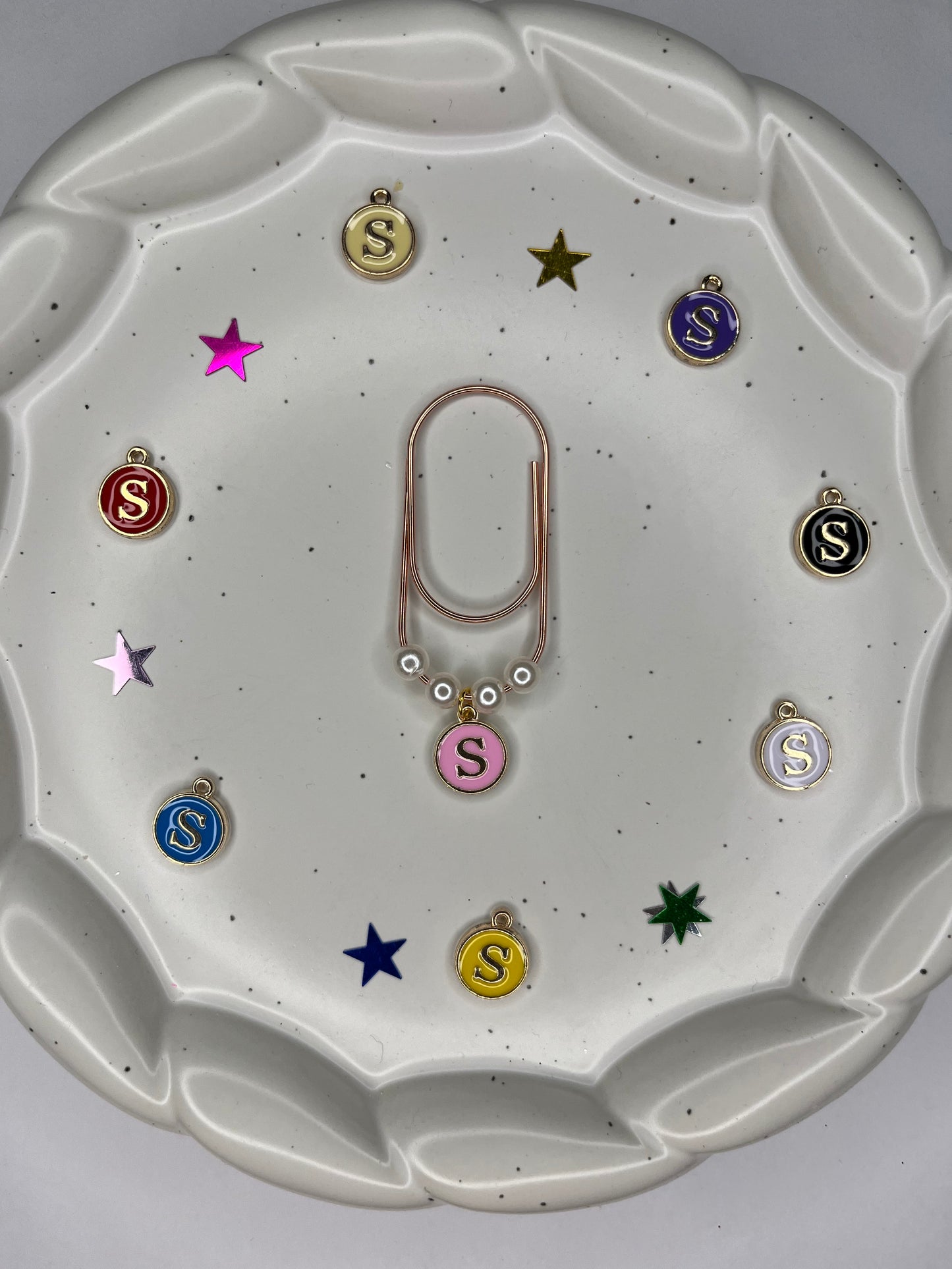 Large Rose Gold Paperclip with Personalized Letter Charm